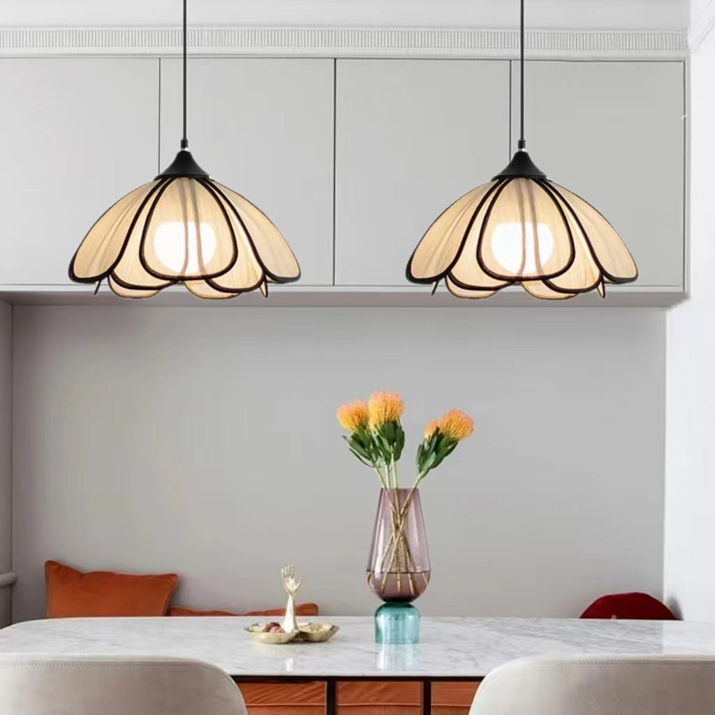 Rustic Handwoven Rattan Flower Pendant Light