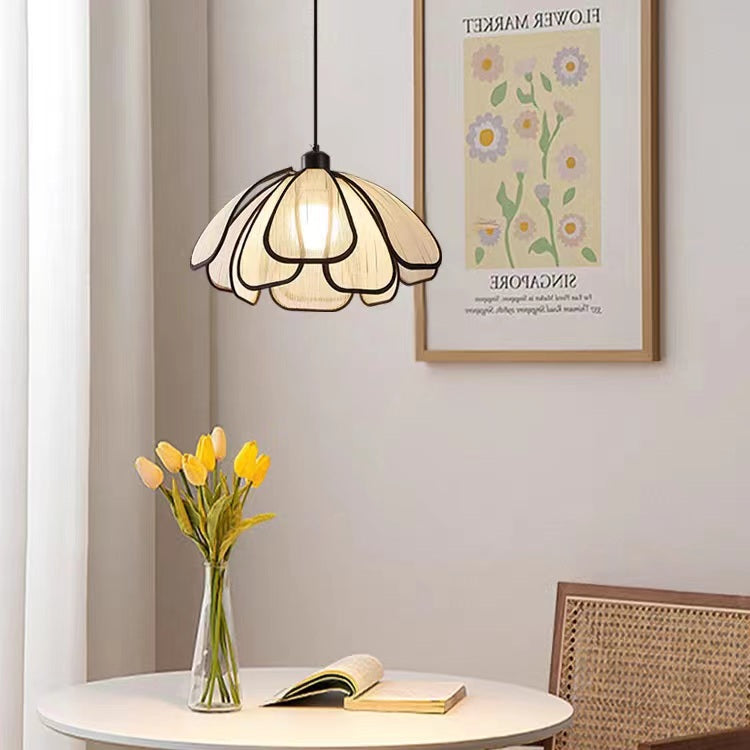 Rustic Handwoven Rattan Flower Pendant Light