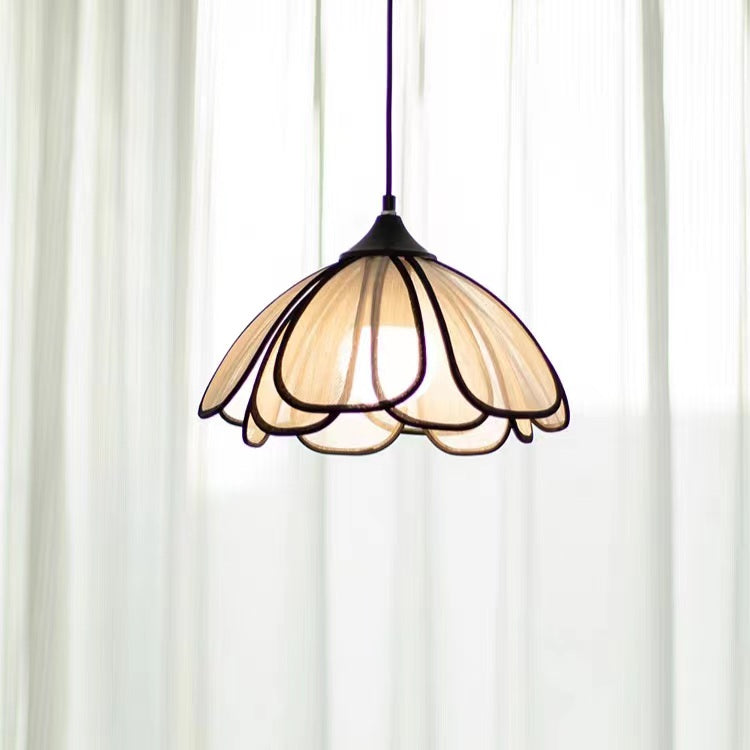 Rustic Handwoven Rattan Flower Pendant Light