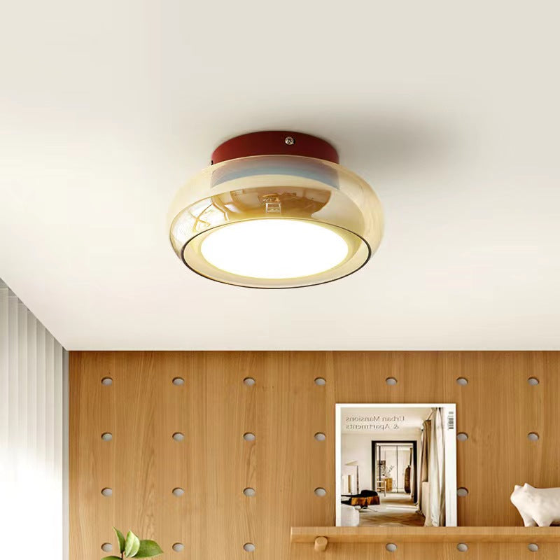 Retro Bauhaus Amber Glass Ceiling Light