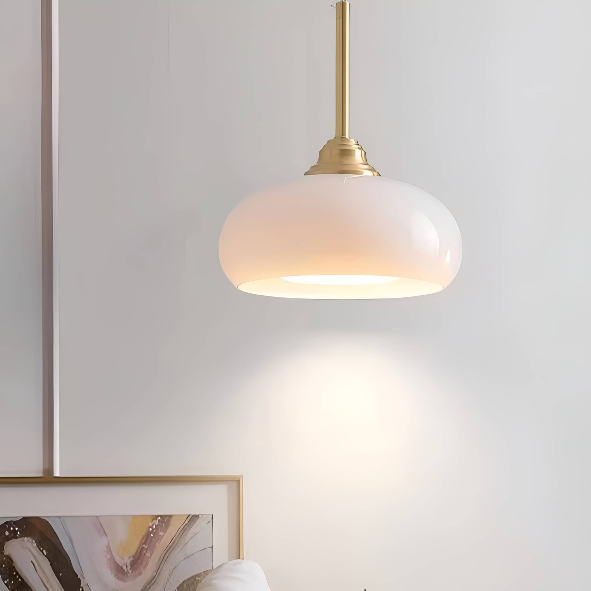 Retro Bauhaus Semi Oval Glass Pendant Light