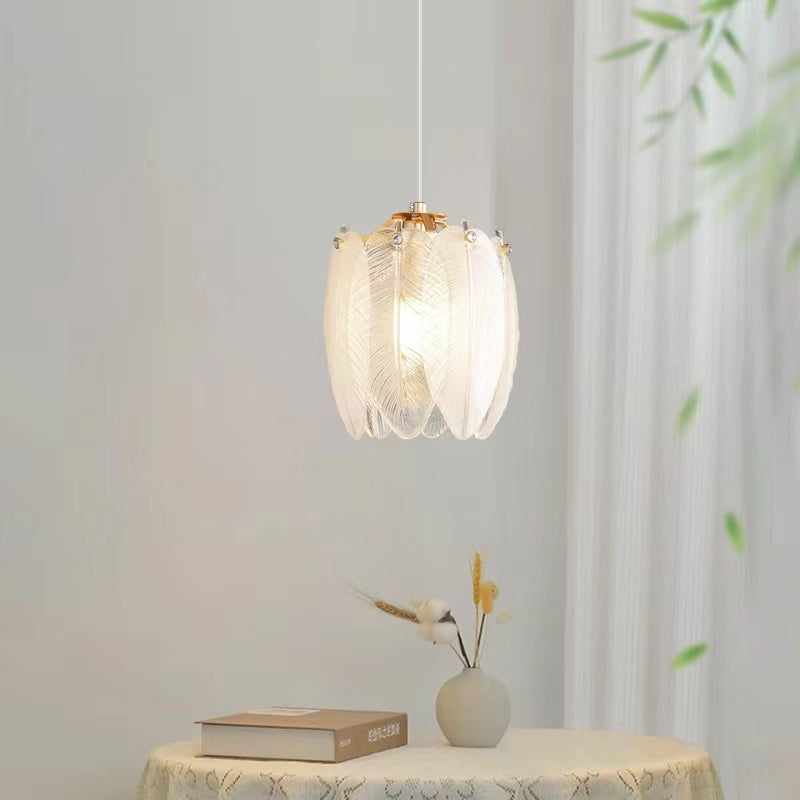 Retro Creative Feather Glass Pendant Light