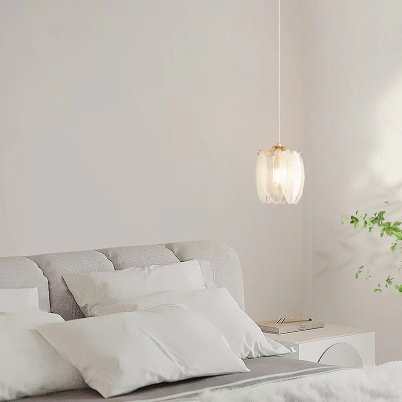 Retro Creative Feather Glass Pendant Light