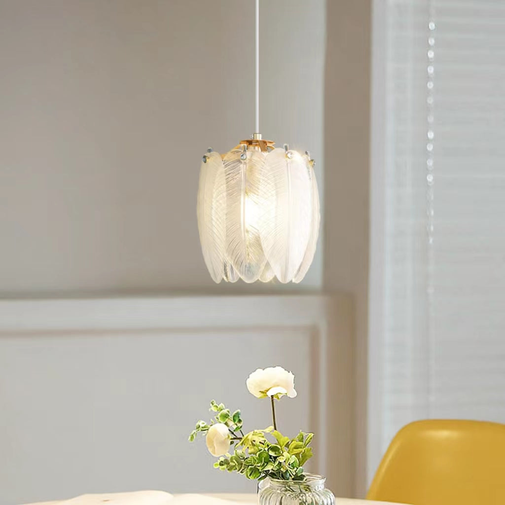 Retro Creative Feather Glass Pendant Light