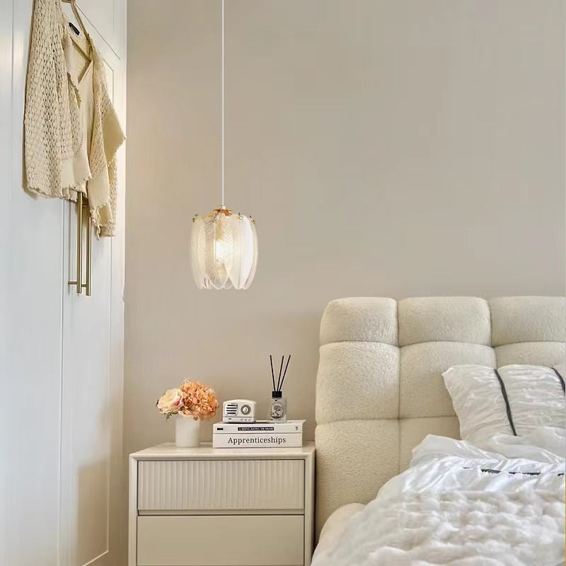 Retro Creative Feather Glass Pendant Light