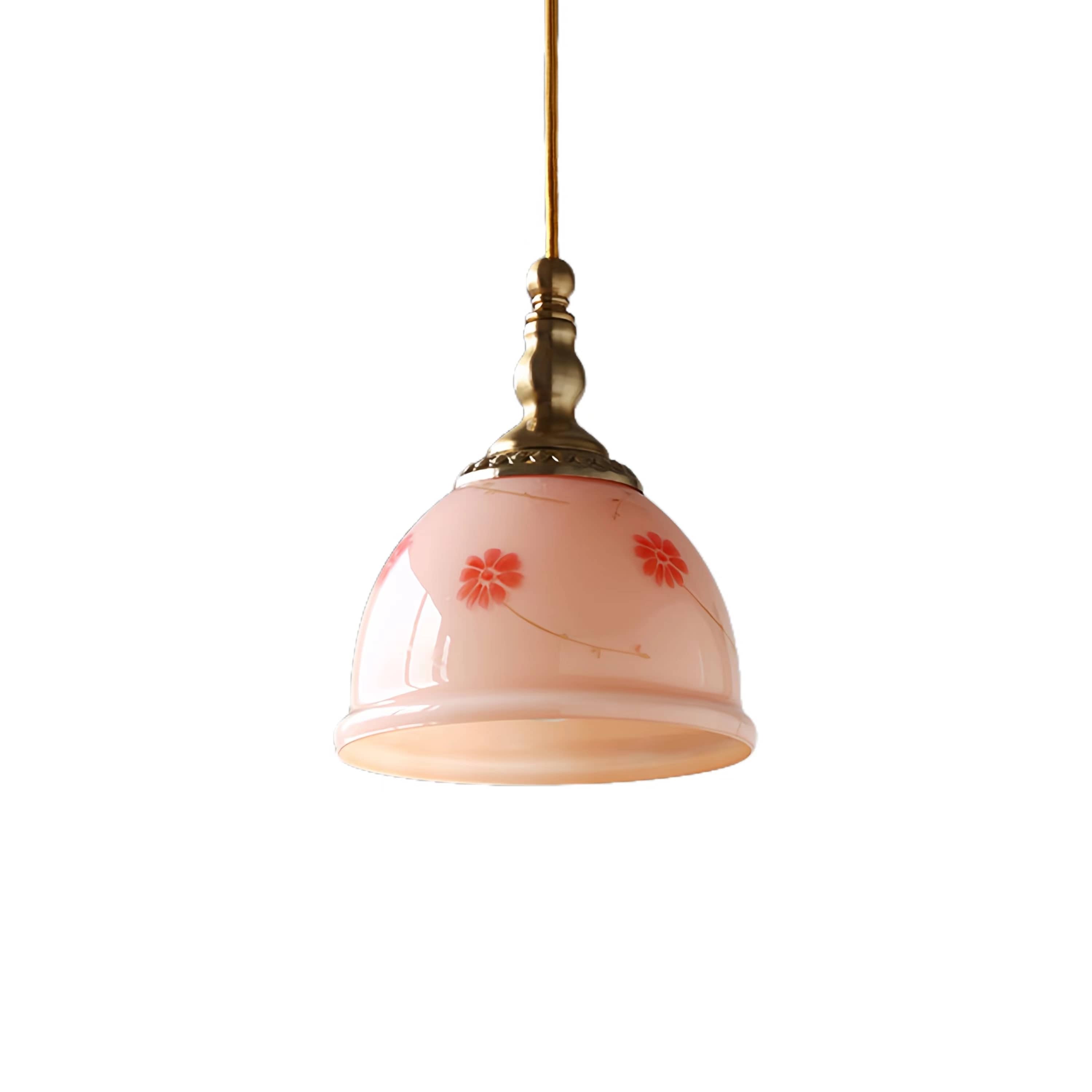 Retro Dome Pink Glass Pendant Light