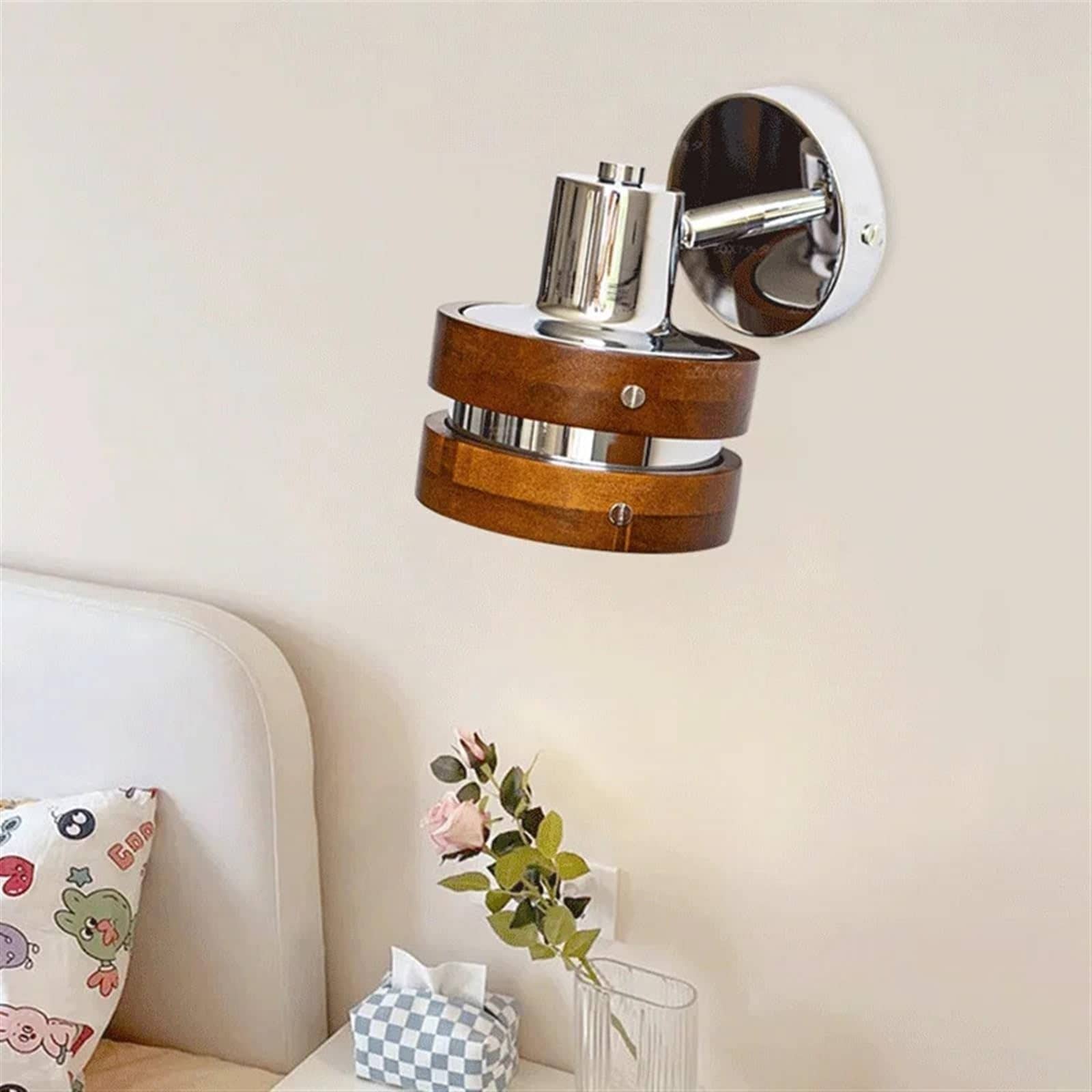 Retro Industrial Cylindrical Metal Wood Wall Light