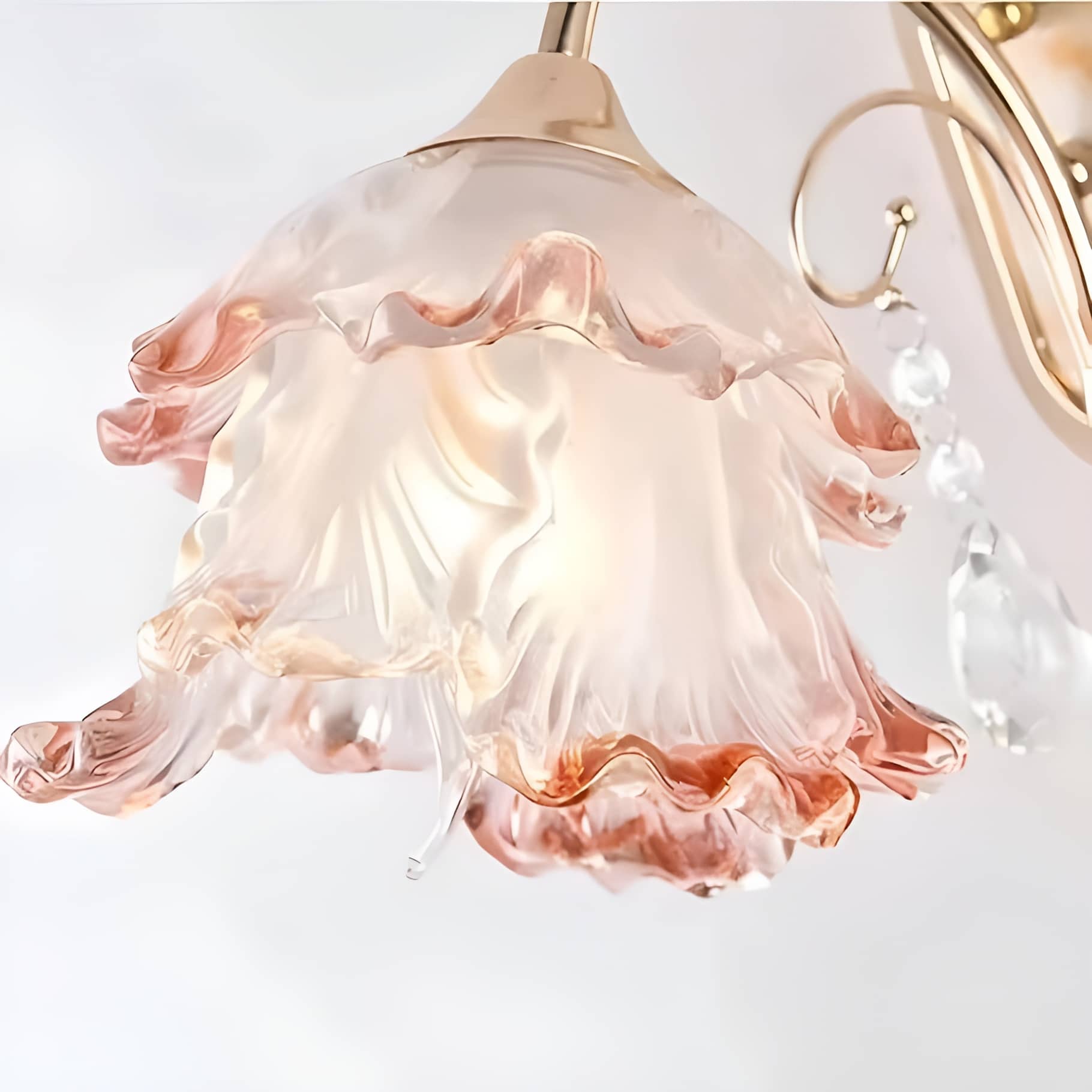Romantic Glass Pink Rose Wall Sconce