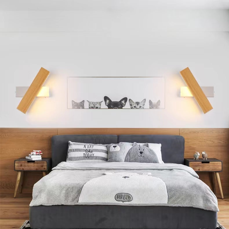 Rotatable LED Nordic Solid Wood Wall Light