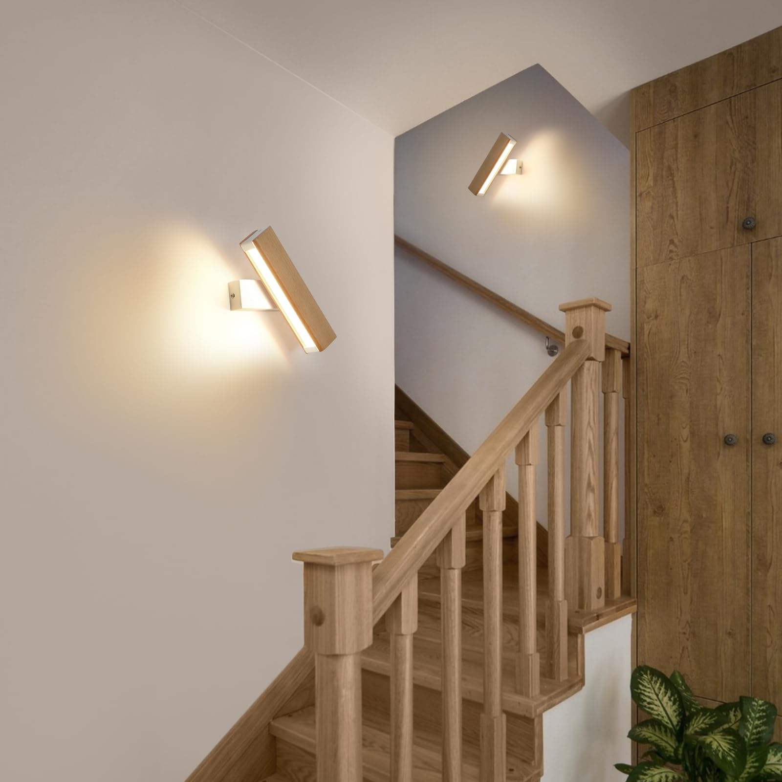 Rotatable LED Nordic Solid Wood Wall Light
