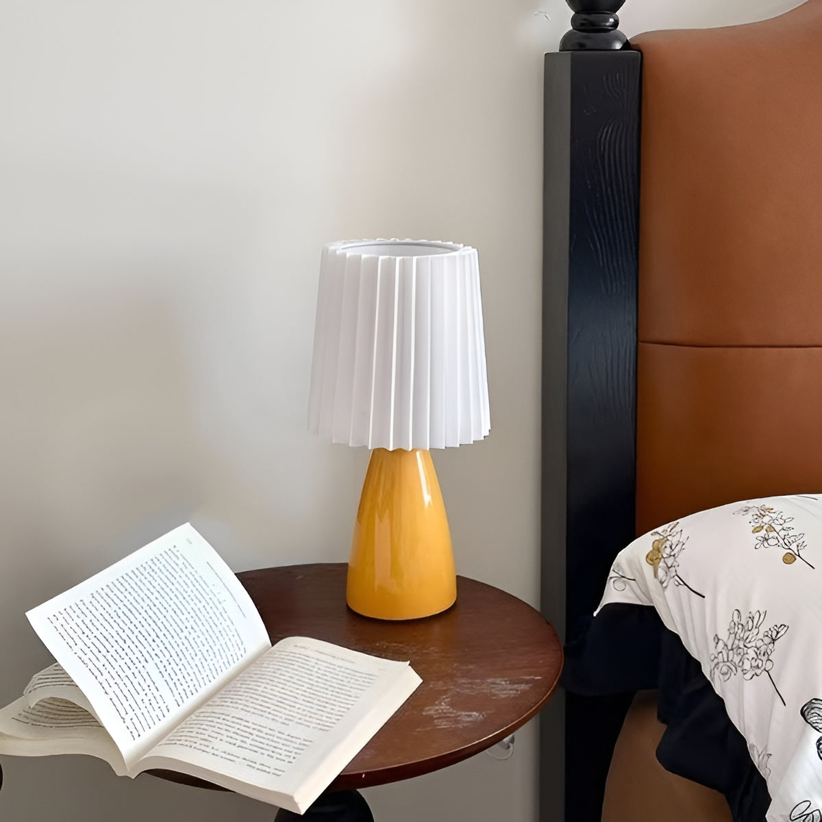 Scandinavian Style Pleated Small Glass Table Lamp