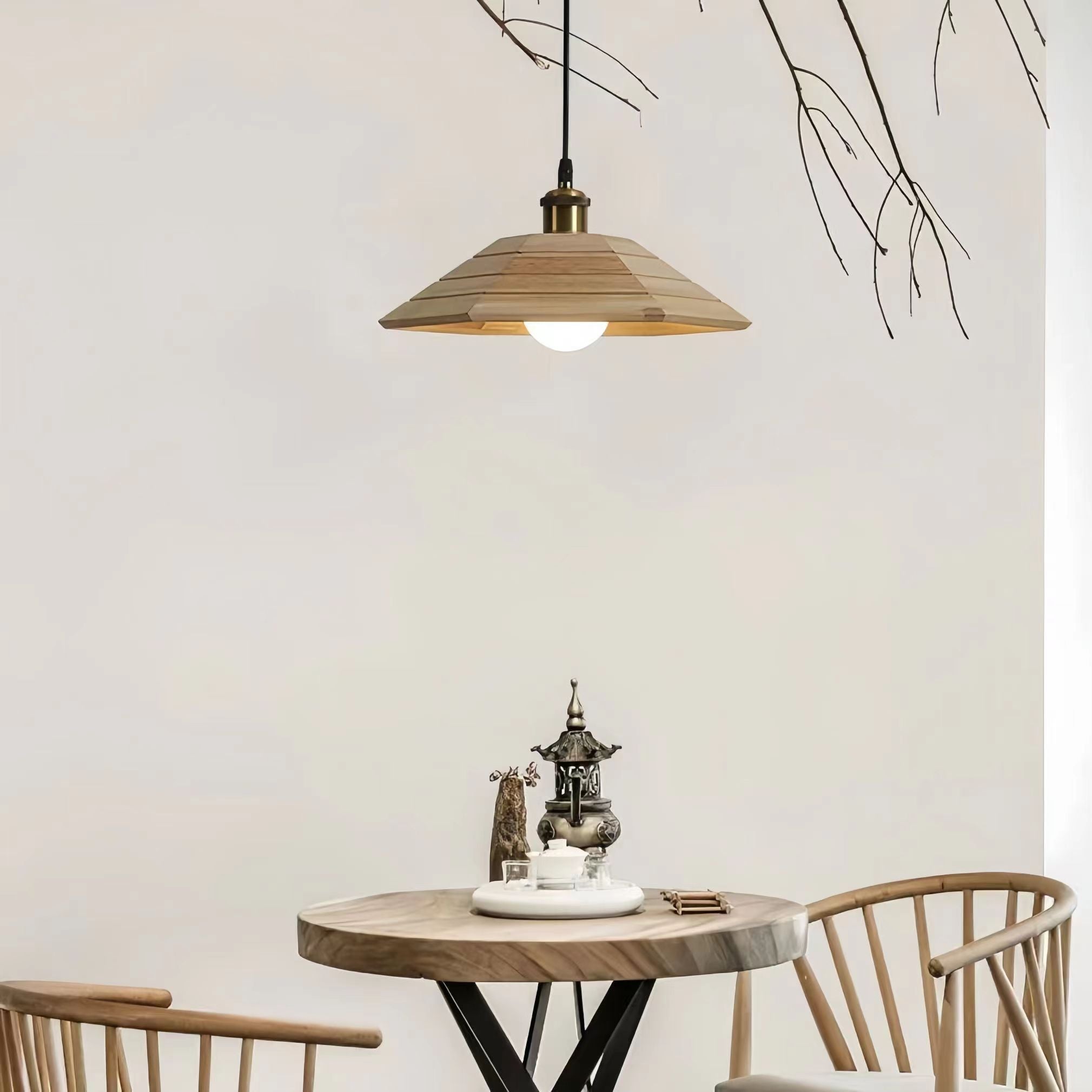 Simple Japanese Style Rustic Wooden Pendant Light