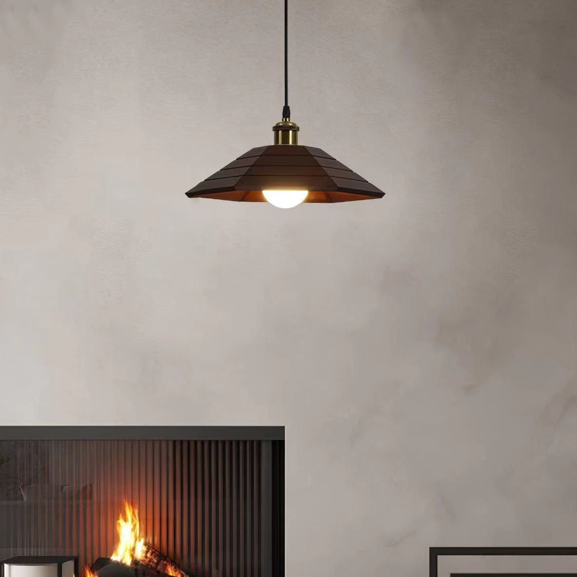 Simple Japanese Style Rustic Wooden Pendant Light