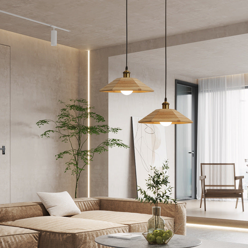 Simple Japanese Style Rustic Wooden Pendant Light