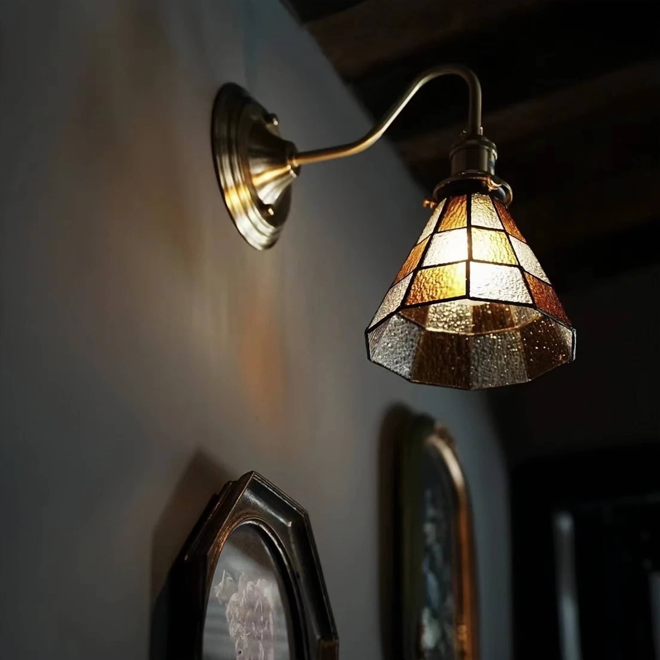 Tiffany Antique Stained Glass Wall Light