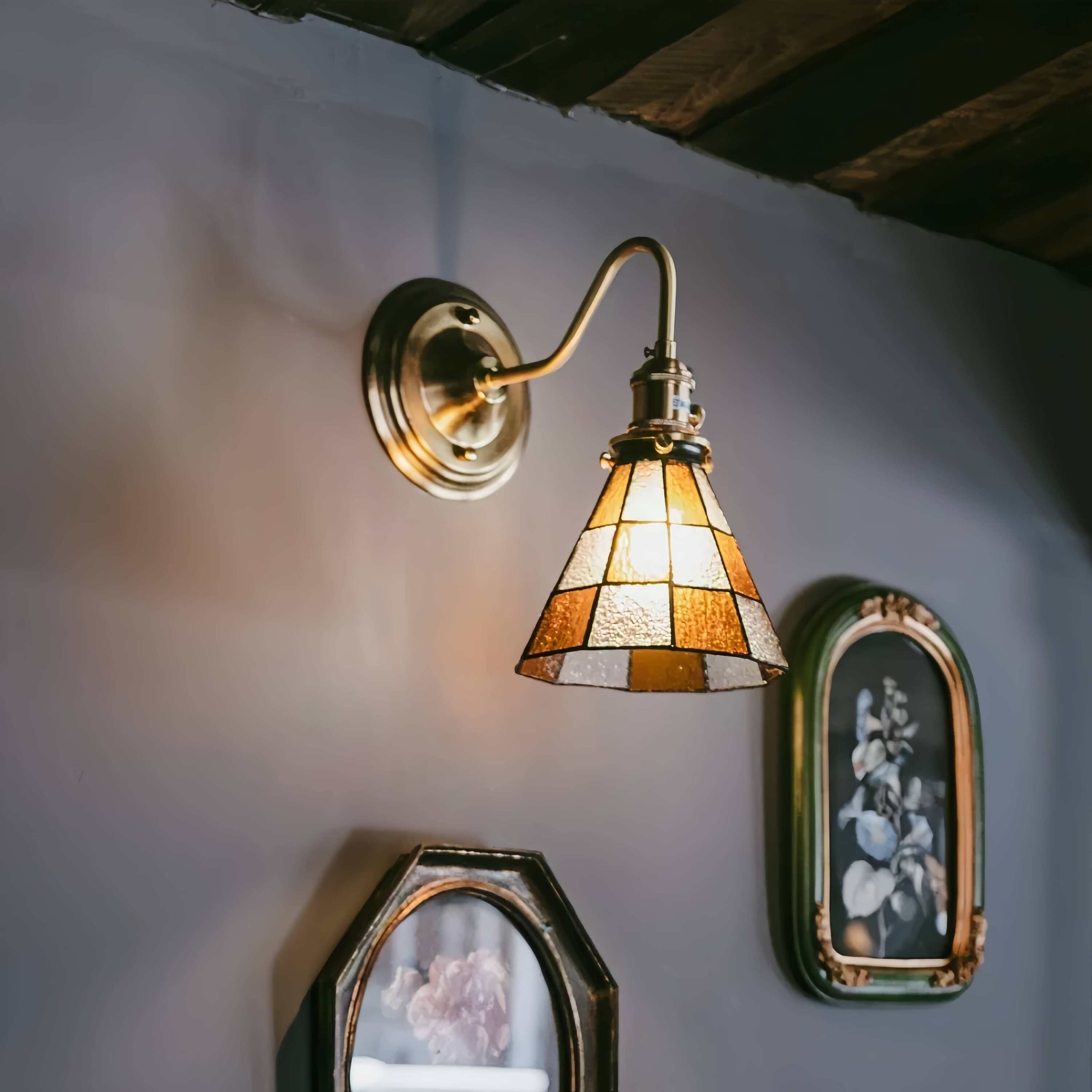 Tiffany Antique Stained Glass Wall Light