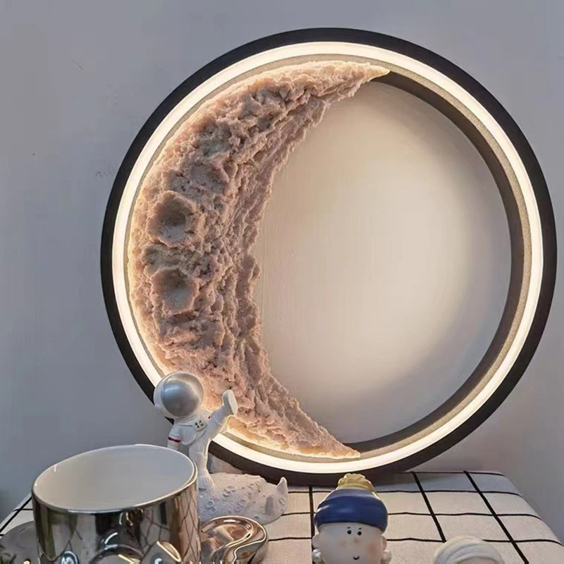 Creative 3D Resin Moon Shape Wall Light