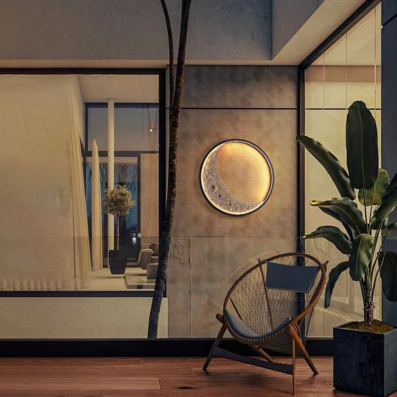 Creative 3D Resin Moon Shape Wall Light