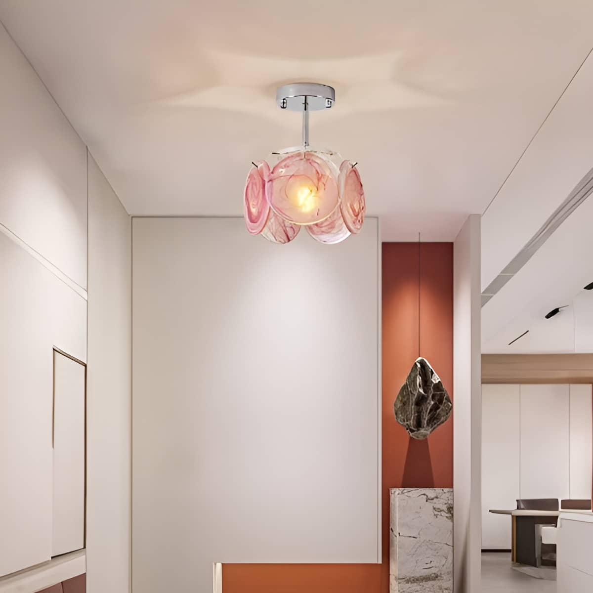 Murano Glass Petal Art Nouveau Ceiling Light