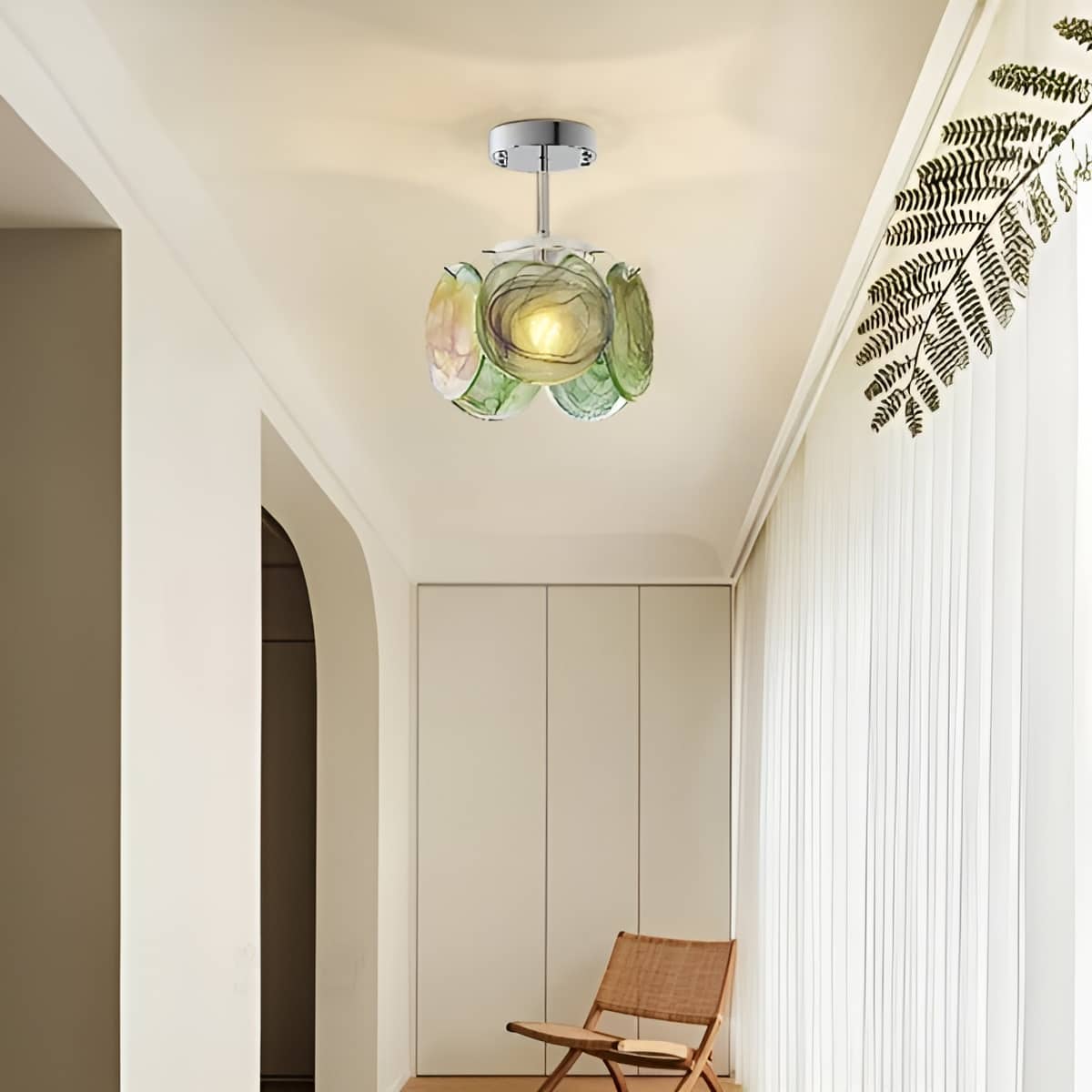 Murano Glass Petal Art Nouveau Ceiling Light