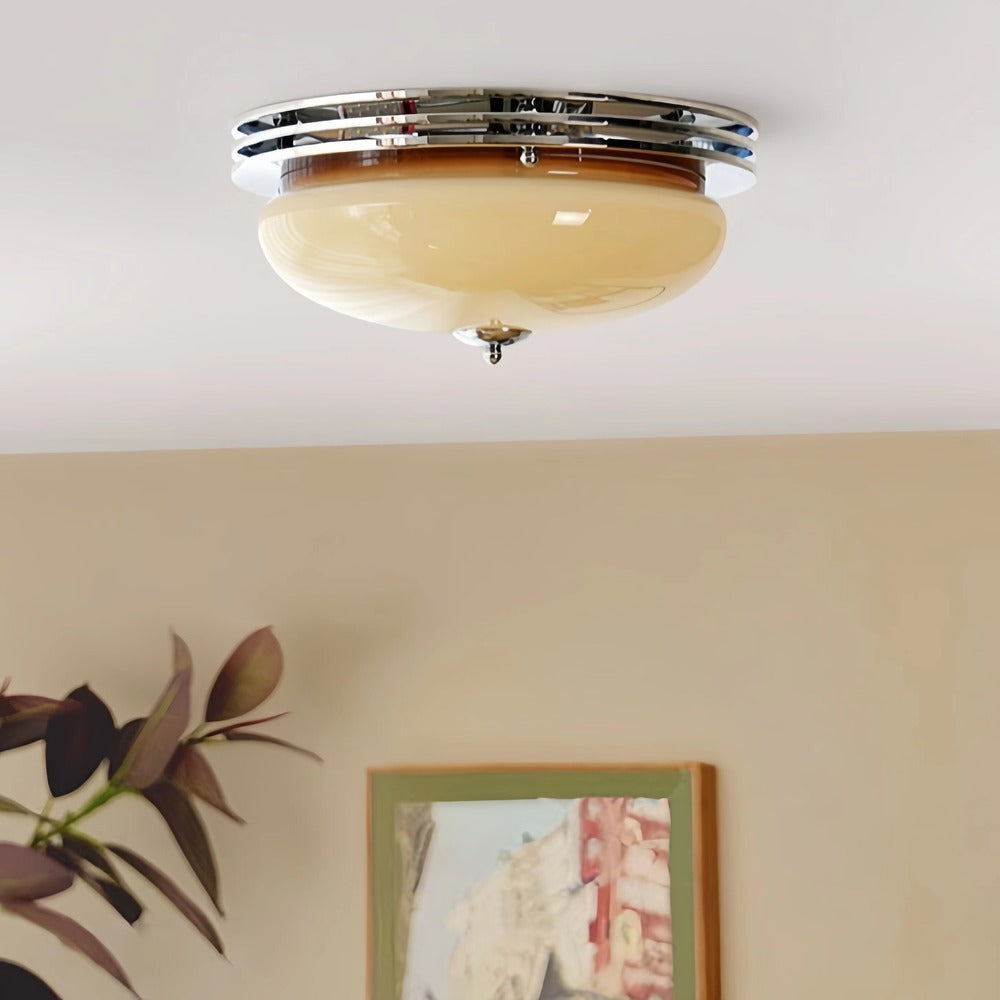 Classic Bauhaus Chrome Glass Ceiling Light