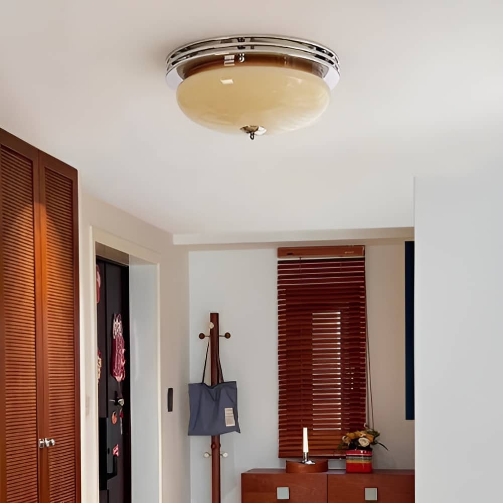 Classic Bauhaus Chrome Glass Ceiling Light