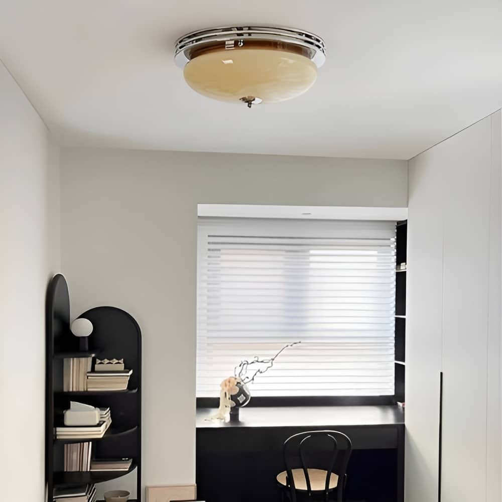 Classic Bauhaus Chrome Glass Ceiling Light