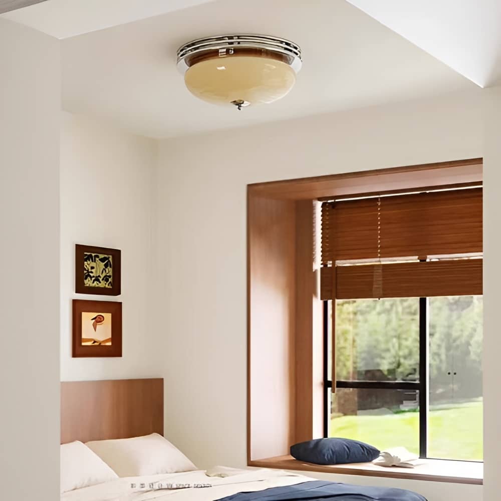 Classic Bauhaus Chrome Glass Ceiling Light