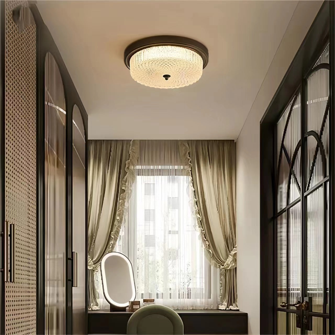 Vintage American Style Round Glass Ceiling Light