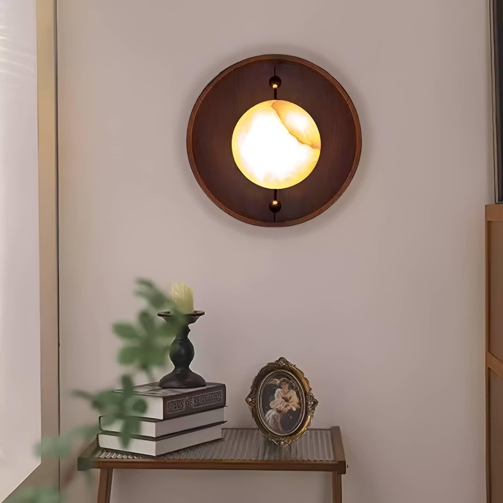 Vintage Decorative Marble Globe Wall Sconce