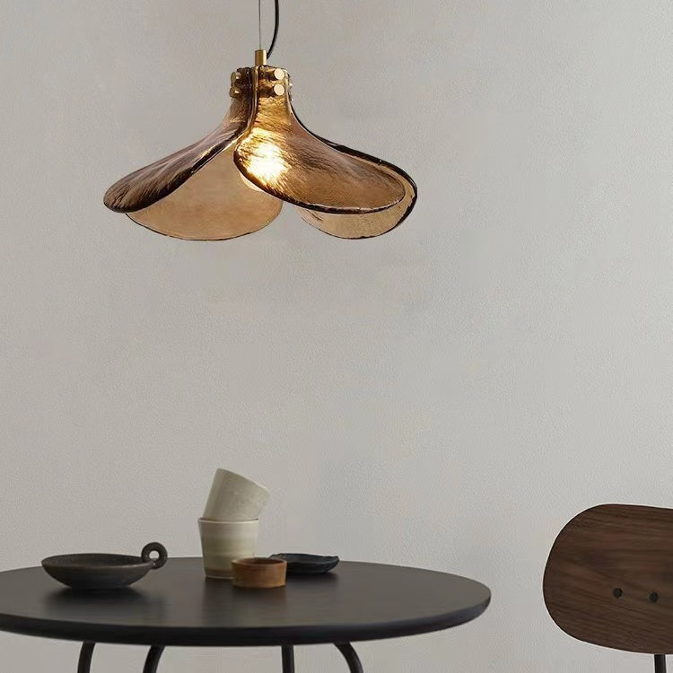 Artistic Flower Amber Glass Pendant Light