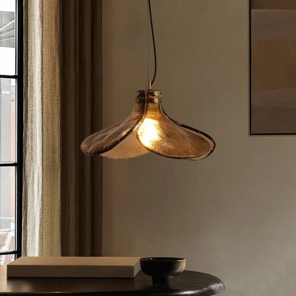 Artistic Flower Amber Glass Pendant Light