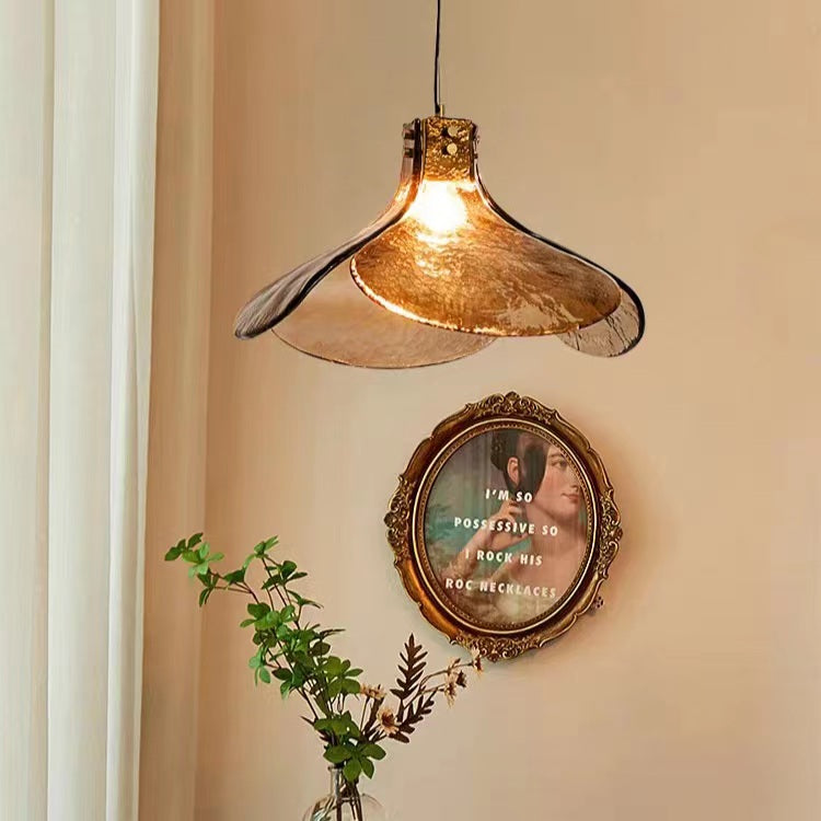 Artistic Flower Amber Glass Pendant Light