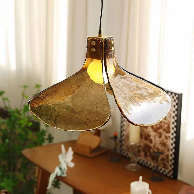 Artistic Flower Amber Glass Pendant Light