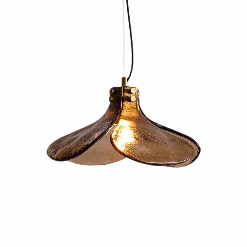 Artistic Flower Amber Glass Pendant Light