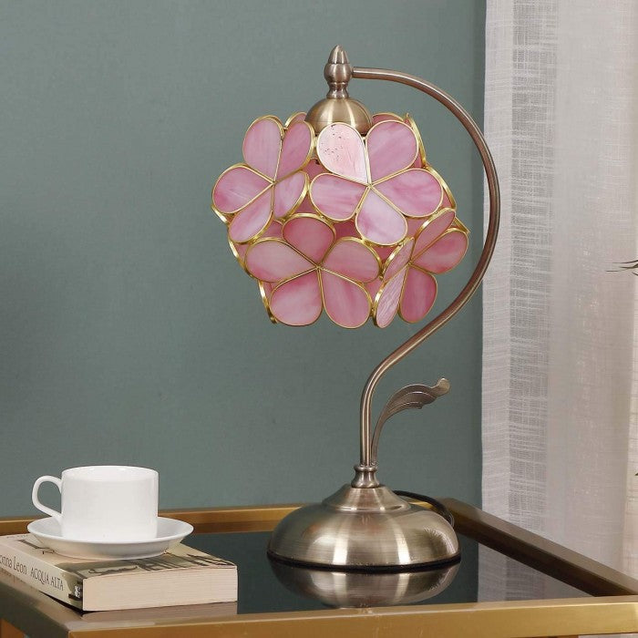Vintage Romantic Flower Petal Glass Table Lamp