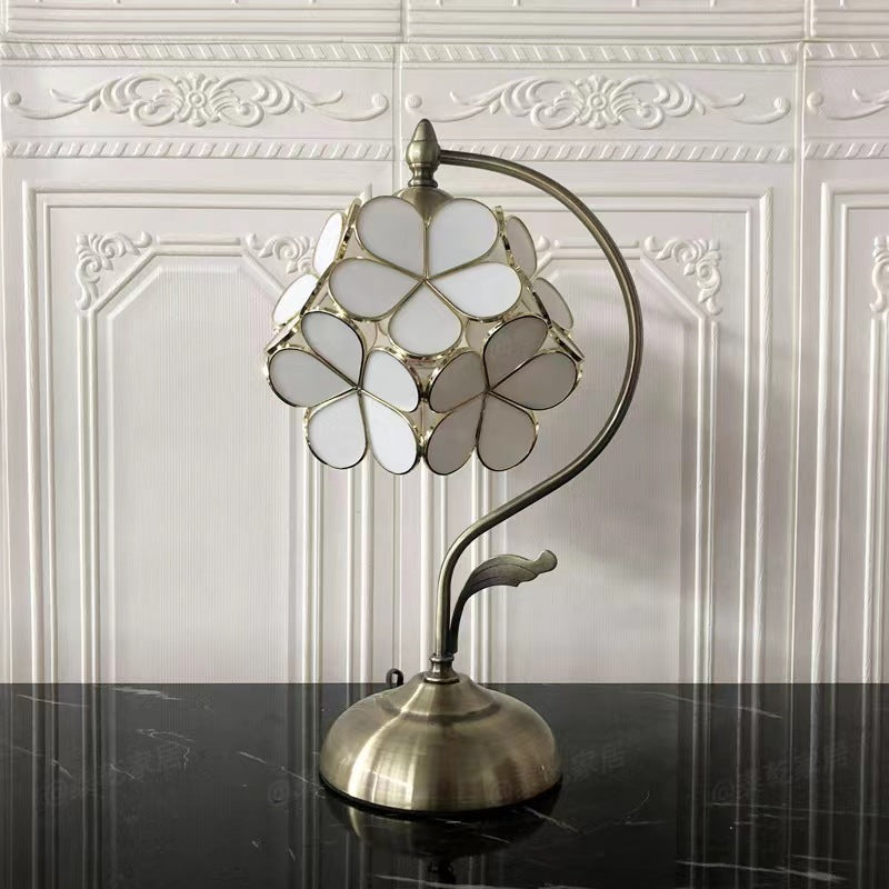 Vintage Romantic Flower Petal Glass Table Lamp