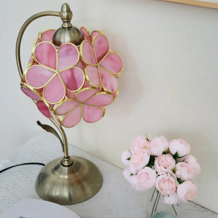 Vintage Romantic Flower Petal Glass Table Lamp