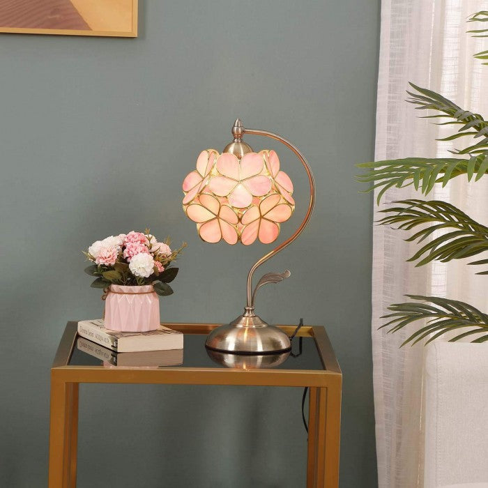 Vintage Romantic Flower Petal Glass Table Lamp