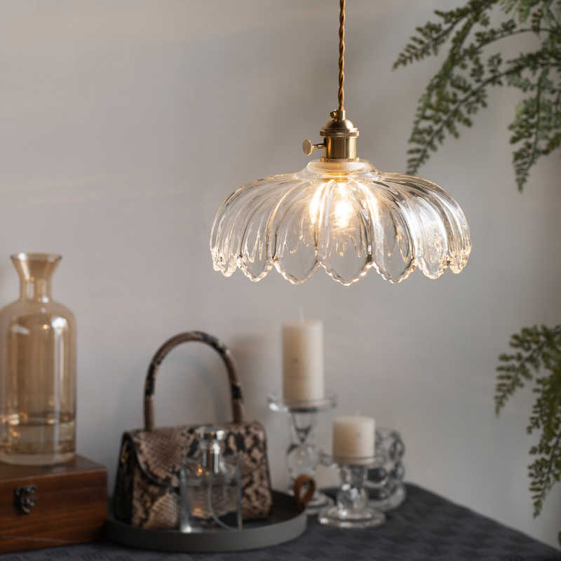 Vintage Lotus Glass Pendant Light