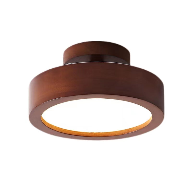 Retro Minimalist Round Wooden Ceiling Light