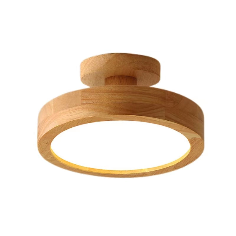 Retro Minimalist Round Wooden Ceiling Light