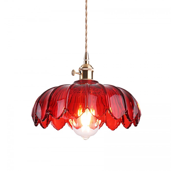 Vintage Lotus Glass Pendant Light