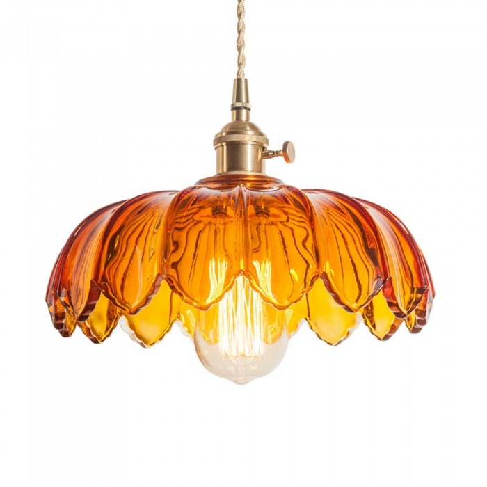Vintage Lotus Glass Pendant Light