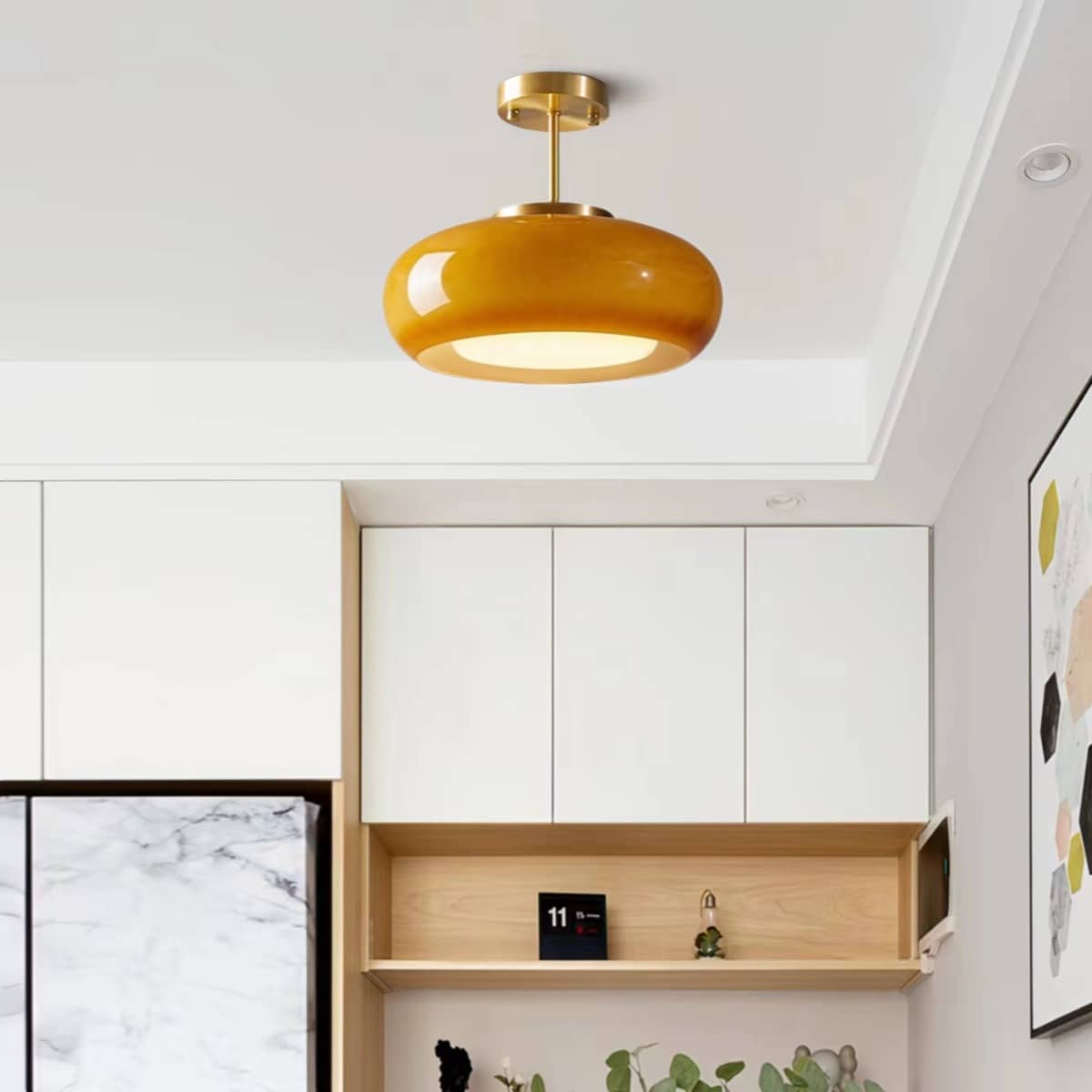 Vintage Bauhaus LED Round Glass Ceiling Light