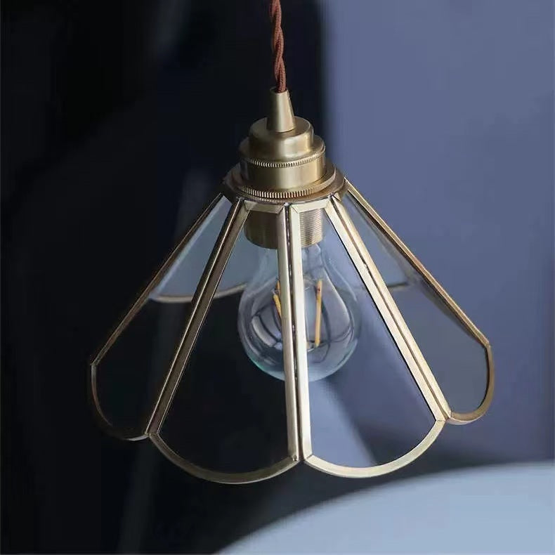 Antique Brass Framed Flower Pendant Light