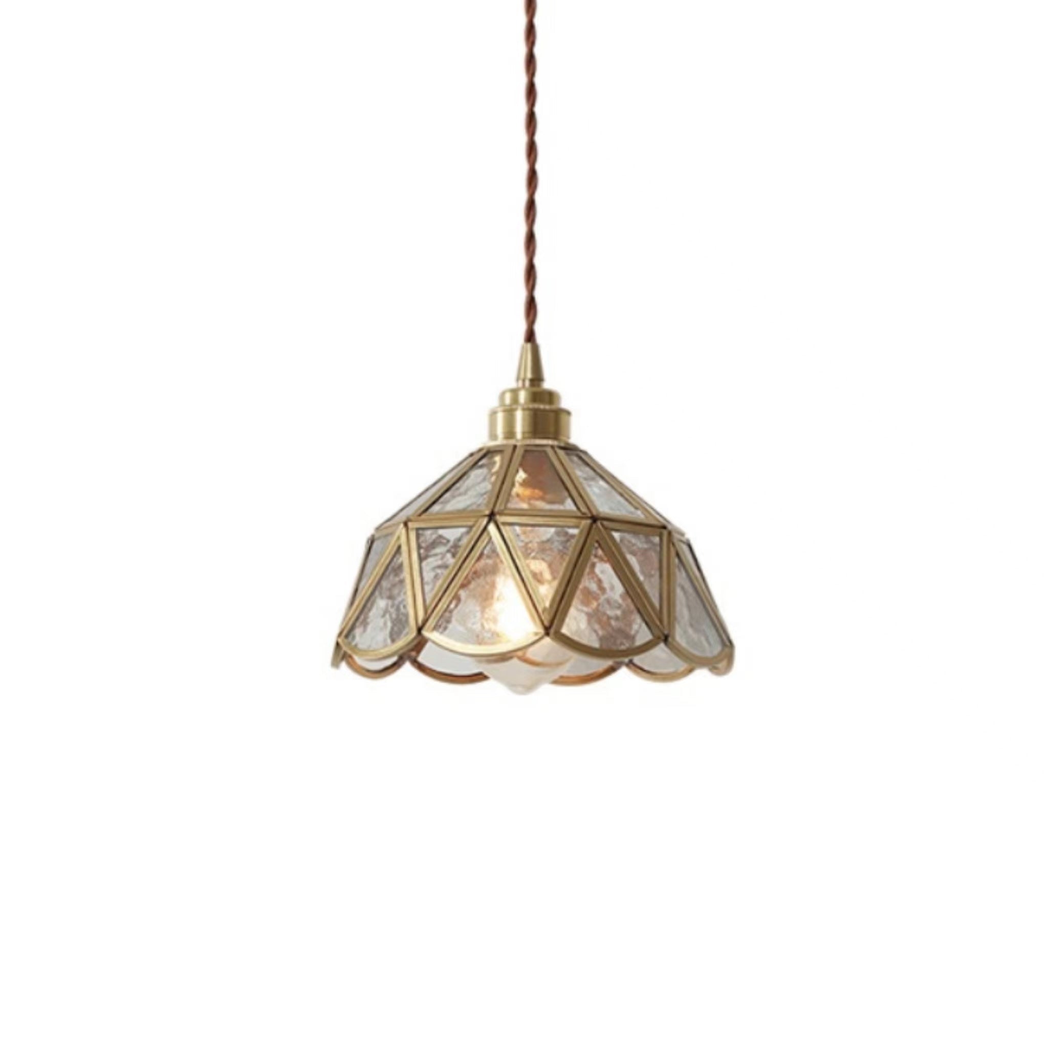Antique Brass Framed Flower Pendant Light