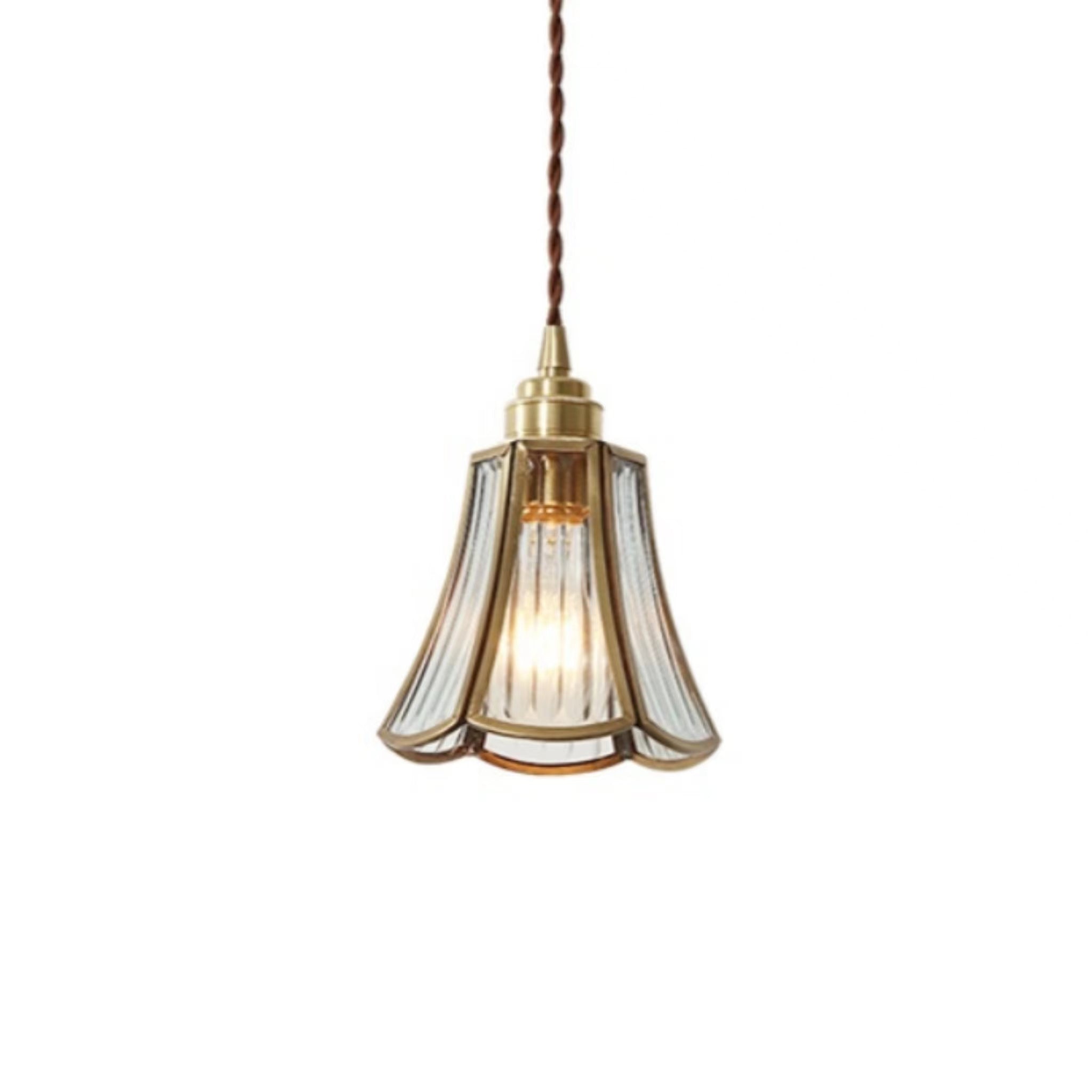 Antique Brass Framed Flower Pendant Light