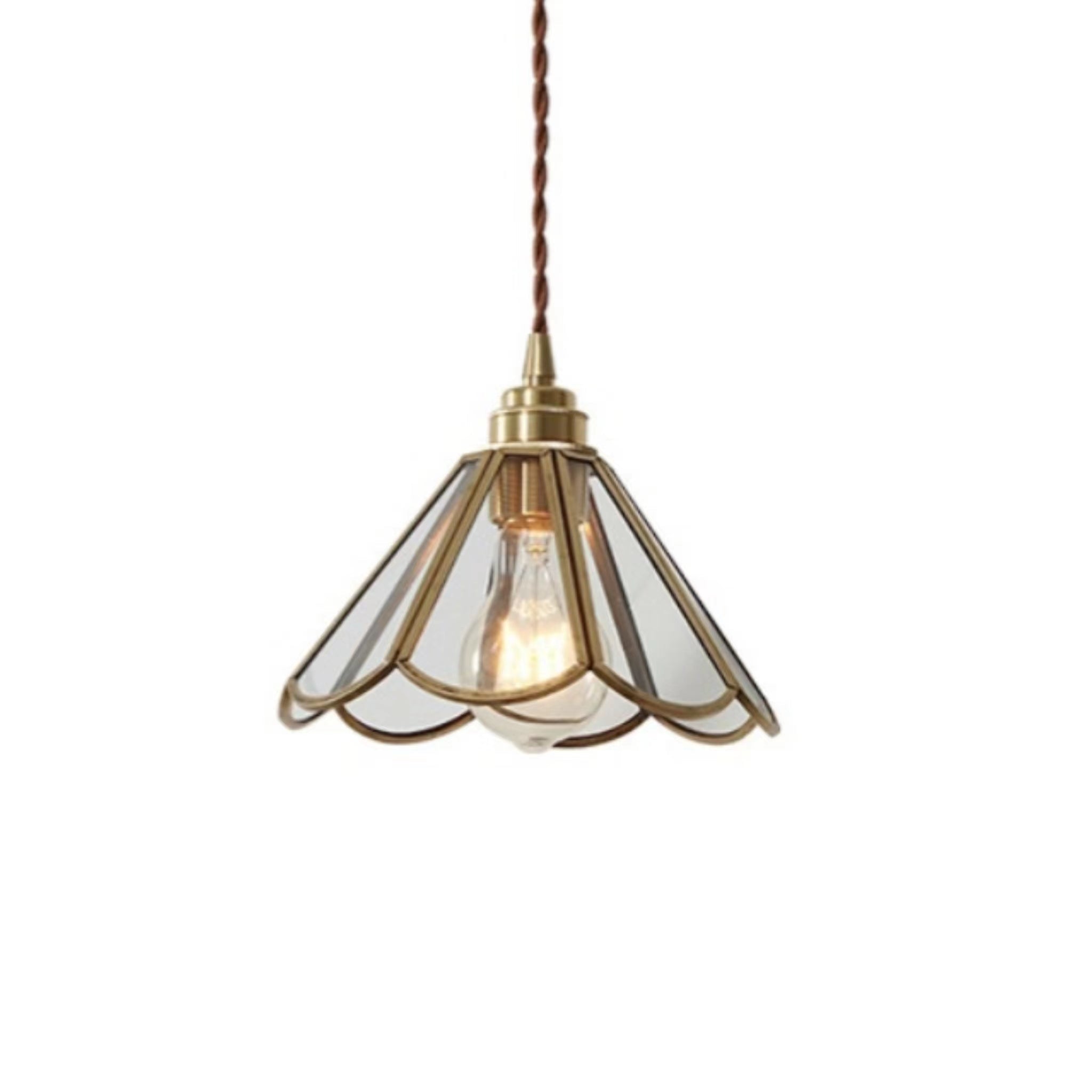 Antique Brass Framed Flower Pendant Light