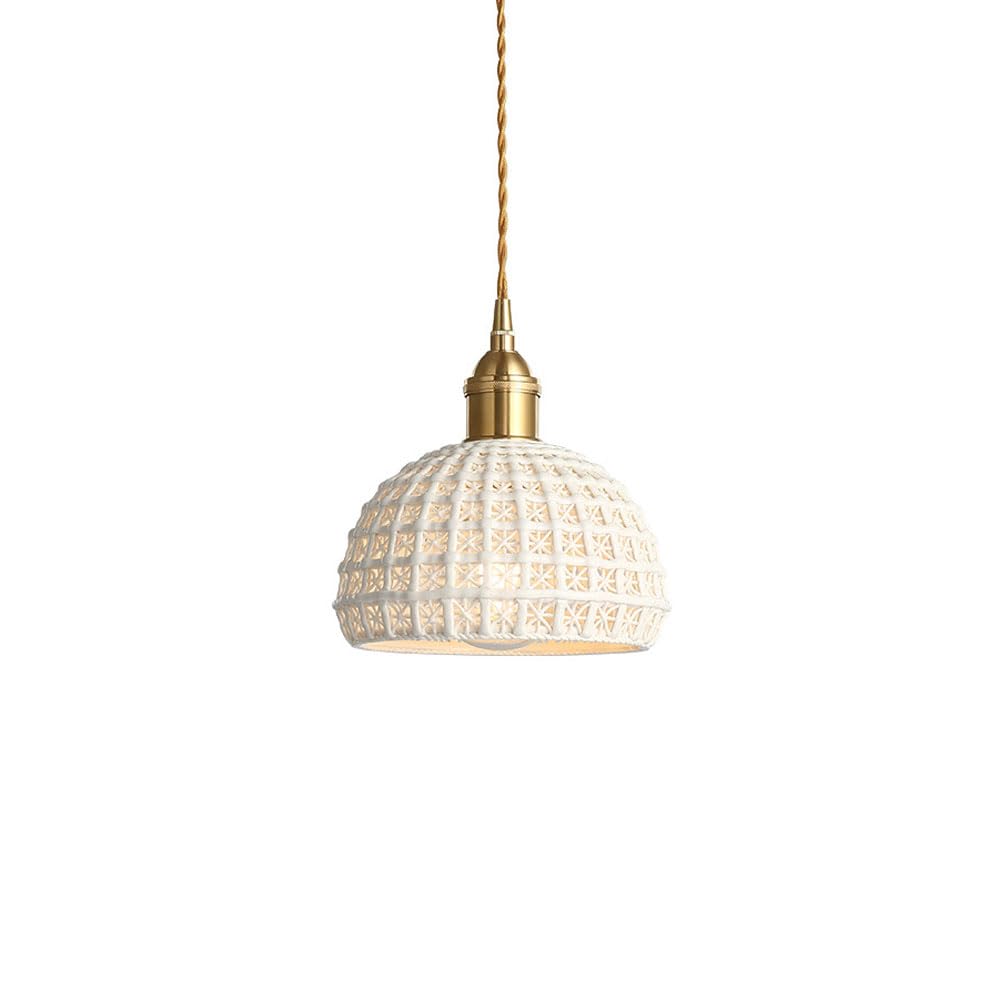 Vintage Ceramic Cream Hollow Pendant Light